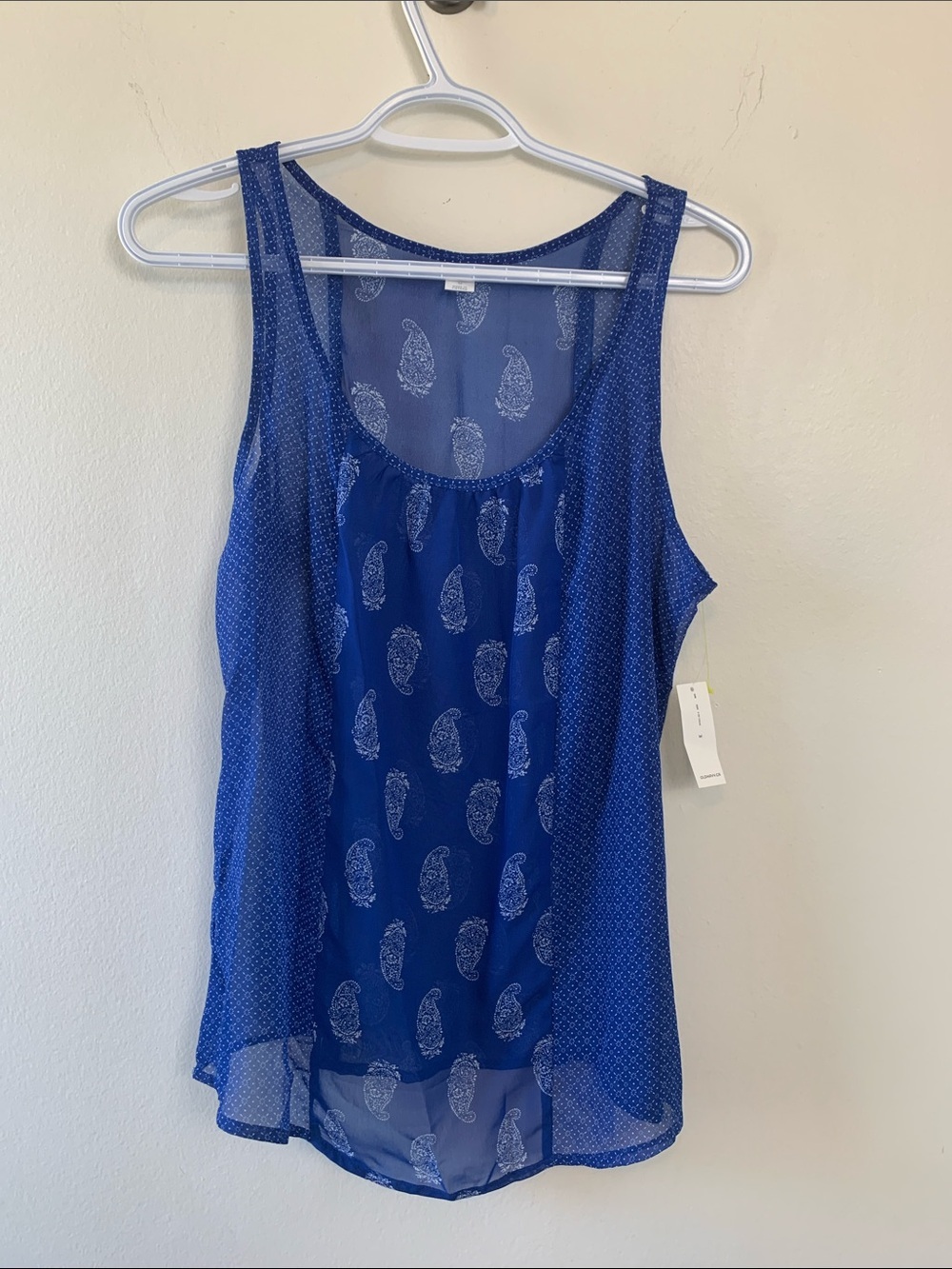 Old Navy Blue Paisley-Print Sheer Tank